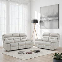 Huskins Modern & Contemporary Power Reclining 2-Piece Living Room Set with Premium Leather Upholstery, One-touch Power Control & Durable Metal Reinfor by Latitude Run