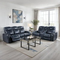 Bousquet Modern & Contemporary Power Reclining 2-Piece Living Room Set with Top Grain Leather Body Contact Upholstery, Integrated Power Recline and Po