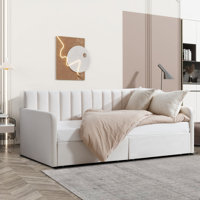 Modern Minimalist Upholstered Daybed with Two Drawers by Latitude Run
