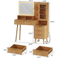 Makeup Vanity Desk, with HD Lighted Mirror by George Oliver
