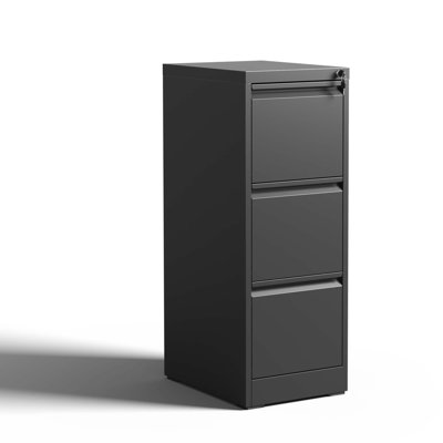 3 Drawer Metal Vertical File Cabinet With Lock Office Home Steel Vertical File Cabinet For A4 Legal/Letter Size3 by Ebern Designs
