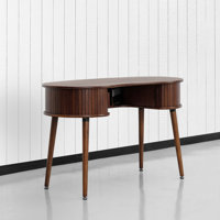 Stream RIPPLE Desk Modern Wooden Writing Desk with Two Hidden Drawers, Stylish Vertical Groove Design, Home Office Workstation, Minimalist Study Table by NTC