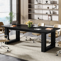 Conference Room Table, Modern Meeting Table With Solid Wooden Pedestal by Millwood Pines
