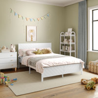 Aurey Wood Platform Bed Frame With Chevron Headboard And Footboard - Slat Foundatidon by Isabelle & Max