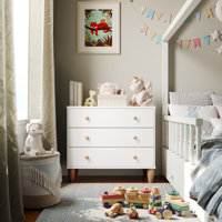 Aurey 3 Drawer Kids Dresser With Engineered Wood Frame And Tapered Wooden Legs by Isabelle & Max