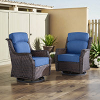 Outdoor Wicker Swivel Rocking Chair Set with Thick Cushions, 2-Piece Patio Swivel Chairs by Red Barrel Studio