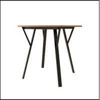 35.43 Inch Round Dining Table, Small Circle Kitchen Table With Metal Black Legs For 2-4 People,Modern Dining Room Table, Brown (Only Table) by 17 Stories