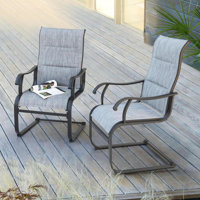 Patio Dining Chairs Set Of 2, All Weather Outdoor Padded Textilene Patio Chairs, Breathable Spring Motion Textile High Back Outdoor Dining Chairs For by Lark Manor