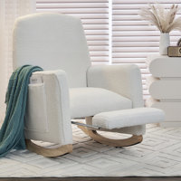 Teddy Fabric Rocking Chair With Adjustable Footrest