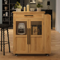 Rolling Wooden Kitchen Island With Drawer, Kitchen Cart With Storage Cabinet On Wheels by Winston Porter