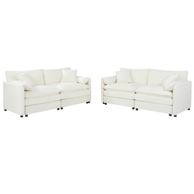2 - Piece Chenille  Living Room Set, Oversized Deep Seat Sofa Set, 4 Pillows, Combination Sofa, Loveseat Couches Set by Latitude Run
