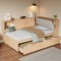 Wood Storage Daybed With Charging Station by Lark Manor