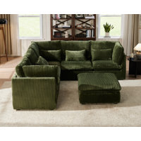 Oversized Modular Sofa Extra Deep Cloud Corduroy Sectional Couch With Ottoman Chaise, Fsc Certified by Latitude Run