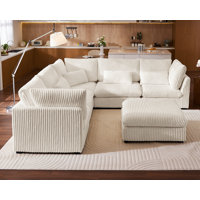 Oversized Modular Sofa Extra Deep Cloud Corduroy Sectional Couch With Ottoman Chaise, Fsc Certified
