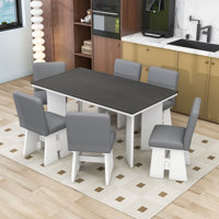 Modern 7-Piece Dining Table Set with 6 Upholstered Dining Chairs by Latitude Run