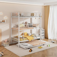 Metal Twin Triple Bunk Bed With Trundle by Isabelle & Max