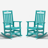 Set of 2 HDPE Rocking Chairs – All-Weather Heavy-Duty Patio Rockers with High Back for Porch, Lawn & Garden Comfort by Winston Porter