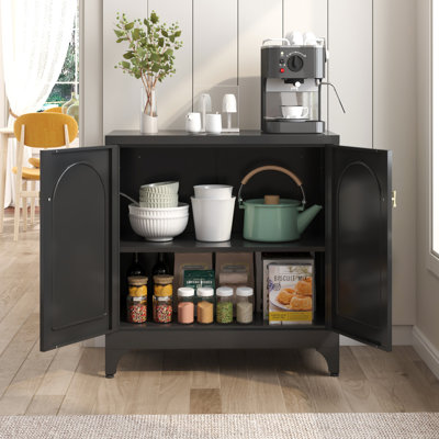 Metal Buffet Cabinet With Storage, White Sideboard Cabinet With Doors And Adjustable Shelves, Coffee Bar Cabinet, Kitchen Buffet Storage Cabinets For by Ebern Designs