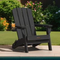 HDPE Folding Adirondack Chair With Cup Holder by Highland Dunes