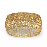 MESH Round Coffee Table Living Room Table Modern Coffee Table Gold Coffee Table Circle Coffee Table by Everly Quinn