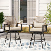 Patio Bar Stool With Swivel & Cushion