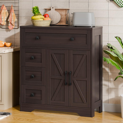 Farmhouse Storage Cabinet With 2 Doors And 4 Drawers by Gracie Oaks