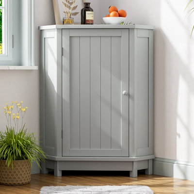Moder Wood Bathroom Triangle Corner Storage Cabinet With Adjustable Shelf by Winston Porter