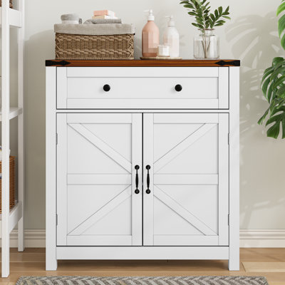 Farmhouse Storage Cabinet With Drawer And Walnut Top by Gracie Oaks