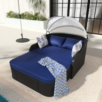 79.9" Outdoor Sunbed With Adjustable Canopy, Daybed With Pillows by Latitude Run