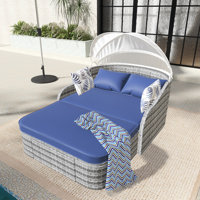 79.9" Outdoor Sunbed With Adjustable Canopy, Daybed With Pillows by Latitude Run