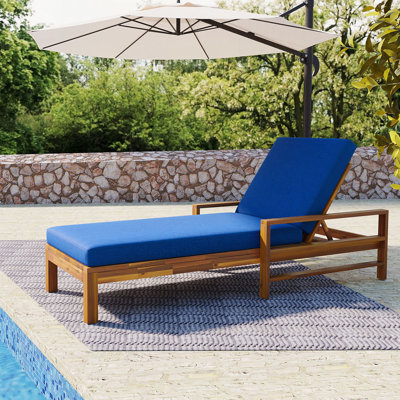 Acacia Wood Adjustable Backrest Outdoor Lounge Chair by Lark Manor