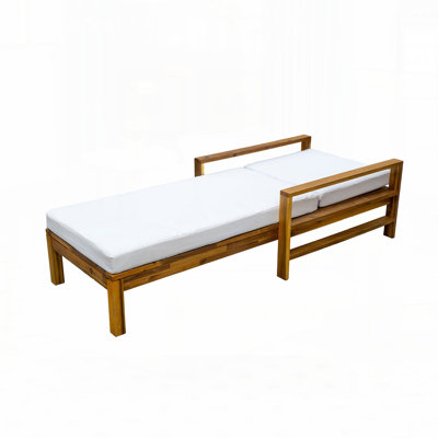 Acacia Wood Adjustable Backrest Outdoor Lounge Chair by Lark Manor