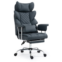 8-Point Massage Task Chair, Ergonomic High-Back Office Chair, 500lbs Weight Capacity, 90°-135° Adjustable Backrest and Footrest by Ebern Designs