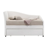 White Twin Upholstered Daybed with Trundle