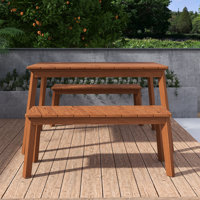 3 Pieces Acacia Wood Table Bench Dining Set by Red Barrel Studio