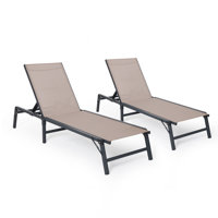 Outdoor Chaise Lounge Chair Set of 2,with 5-Position Adjustable Backrest