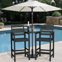 Wolak HDPE Outdoor Tall Adirondack Chair With Table by Lark Manor
