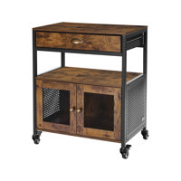 Coffee Bar Cabinet 4-Tier Movable Coffee Bar Table with Wheels & Mesh Door by 17 Stories