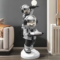 Astronaut Resin Figurine Side Table With Tray Top by Orren Ellis