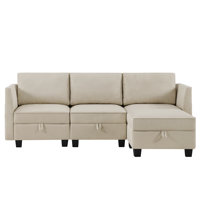 Storage 4-PC Modular Sectional With USB & Type C by Ebern Designs
