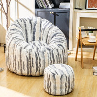 Luxury Tigerskin Bean Bag Sofa with Ottoman by Trule