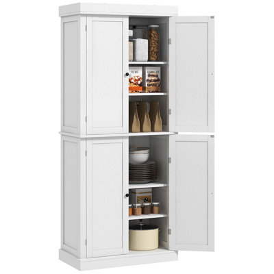 72.5" Freestanding Kitchen Pantry Cabinet, Tall Storage Cabinet With 4 Doors And 2 Adjustable Shelves For Dining Room Wood Grain by Lark Manor