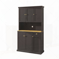 71" Kitchen Pantry Storage Cabinet with Microwave Oven Countertop, Freestanding Hutch Cabinet with Adjustable Shelves, 6 Doors and 1 Drawer-Black by Lark Manor