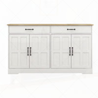 55.91" Large Farmhouse Buffet Cabinet Storage Sideboard with 2 Drawers and 4 Doors for Dining Living Room Kitchen Cupboard-White by Lark Manor