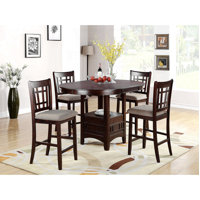 Contemporary Dining Room Counter Height 5pc Dining Set Round Table w Leaf And 4x Side Chairs Solid wood by Lark Manor
