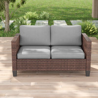 Patio Loveseat Sofa Bistro with Washable Cushion for Balcony, Porch, Yard