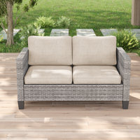 Patio Loveseat Sofa Bistro with Washable Cushion for Balcony, Porch, Yard by Ebern Designs