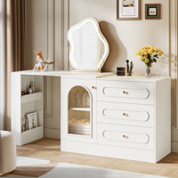 Makeup Vanity Desk, Modern Dressing Table with Reversible Drawers Cabinet (Without mirror) by Ebern Designs