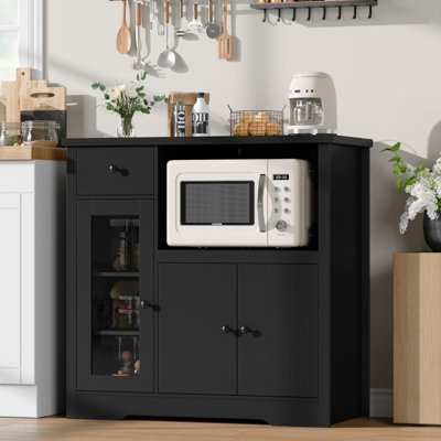 Kitchen Microwave Cabinets/Stand With 3 Doors And 1 Drawer, Buffet Cabinet Sideboard With Adjustable Shelves by Winston Porter