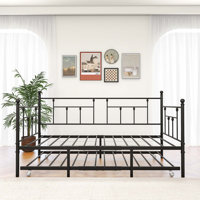 Daybed Metal Frame With Trundle Set, Day Bed Sofa, Daybed And Roll Sofa Bed For Guest Room, Bedroom, Living Room, Victorian Style by August Grove